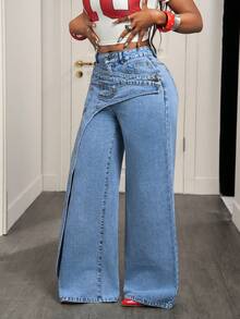 BamGleam Women's Casual Denim Jeans - Medium Wash - View 7