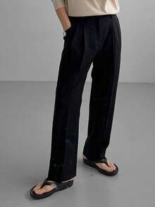 DAZY Black Straight Solid Color Commuter Pants For Men - Black - View 6
