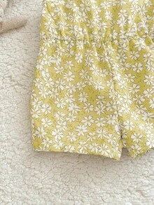 SHEIN 新生女宝宝可爱夏季碎花连体衣 - 黃色 - 查看 4