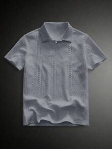 HIMLAND Men's Elegant Solid Color Polo Shirt For Commuting & Daily Wear - Light Grey - View 6