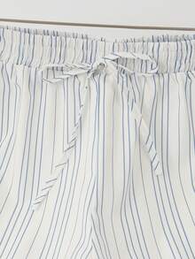 Lacomfia Shorts de talla grande para mujer con contraste de encaje y cordón en la cintura - Blanco - Ver 5