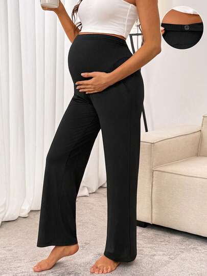 SHEIN Quần bầu màu trơn, cạp chun điều chỉnh được, dáng suông.