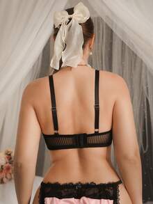 DelicateAllure Sujetador con aros y encaje floral talla grande - Negro - Ver 2
