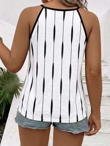 Selamara Women's Spring/Summer New Arrival Asymmetrical Vertical Striped Print Camisole - Multicolor - View 2