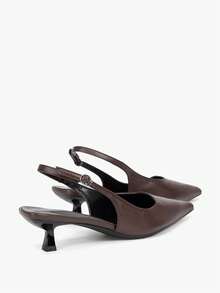 Alvarani 4cm Brown High Heel Pumps, Party Dress Shoes, Slip-On Stilettos, Pointed Toe High Heels For Women, Elegant, Kitten Heels - Brown - View 8