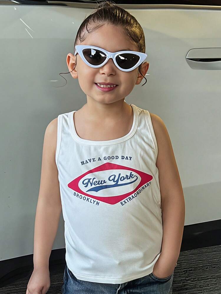 Young Girl' Sleeveless Letter Print Tank Top (Small)