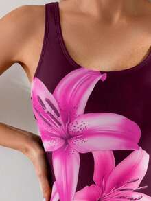 Swim Basics Women's Sexy Floral Print Backless One-Piece Swimsuit For Summer - Multicolor - View 5