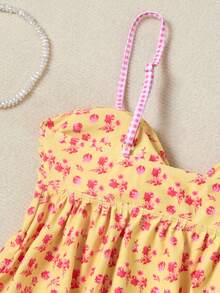 Swim Mod Bộ bikini mùa hè dành cho nữ, họa tiết nhiều màu sắc ngẫu nhiên, dây mảnh và cúp ngực tam giác, đồ bơi và trang phục đi biển. - Màu vàng - Xem 6