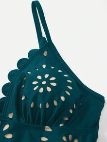 Swim Oasis 26SS 春夏度假海灘成熟優雅波西米亞風掛脖式連身泳衣附裙組套裝 - 水鴨藍 - 查看 7