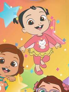 CoComelon X SHEIN Vestido con estampado de dibujos animados degradado para niña joven - Blanco - Ver 4