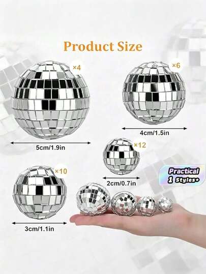 32pcs/Set TranRantic Disco Ball Set, Shiny Disco Balls, Reusable Disco Decorative Balls, Mini Disco Balls, Suitable For Cake Decoration, Party, Bar, Holiday Decoration (Silver)