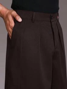 STYNVO Pantalones rectos de bolsillo en diagonal de estilo minimalista casual para hombres - Marrón - Ver 5