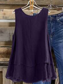 SHEIN LUNE CURVE Plus Size Women's Romantic Spring/Summer Fashionable Versatile Daily Commute Camisole - Purple - View 2