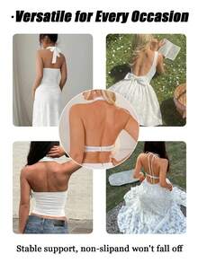 Crystal Vow Sexy Lace Halter Neck Bra For Women - White - View 5