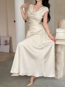 Feyla Sling Splicing Lace Blouse + Skirt 2 Pieces Set - Apricot - View 2
