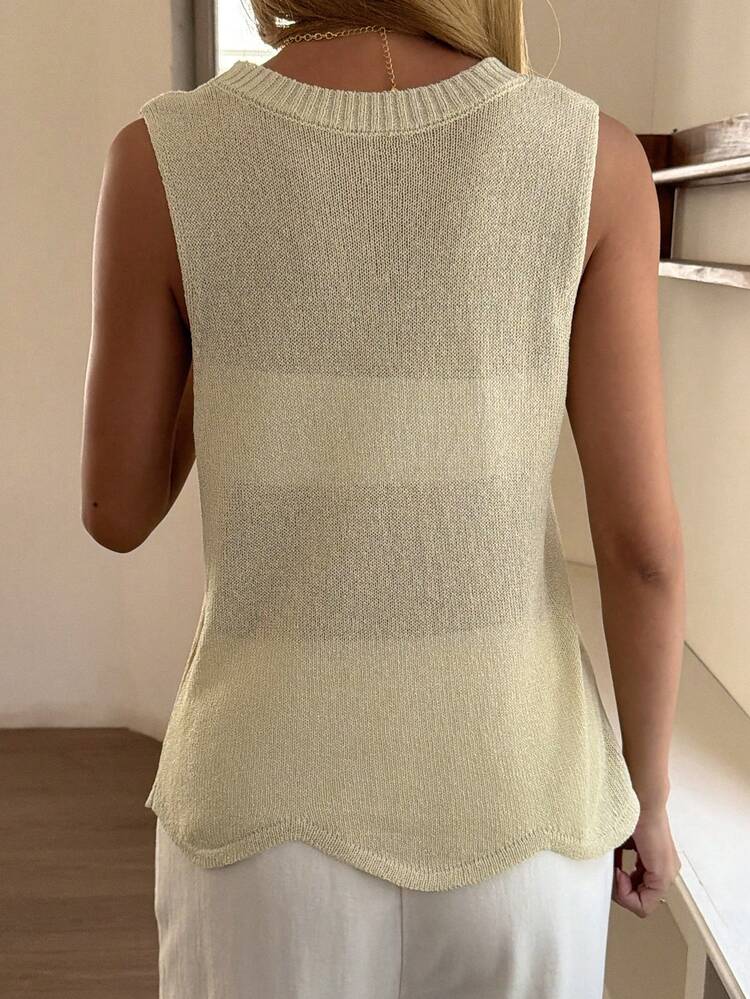 Women's Solid Color Minimalist Sleeveless Knit Top, Everyday Wear Summer