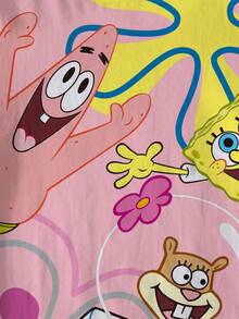 SpongeBob SquarePants | SHEIN Tween Girls Cartoon Full Print T-Shirt - White - View 3