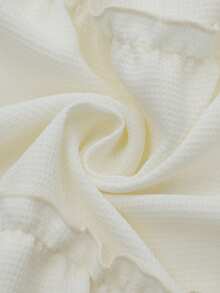 LanaWest CURVE Tank Top Kasual Tanpa Lengan Ukuran Besar Warna Polos Leher Bulat dengan Hem Berkerut - Aprikot - View 8