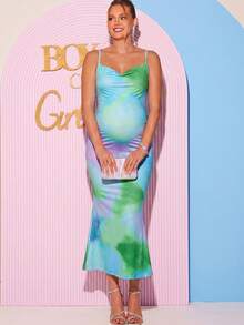 Loomaby Tie-Dye Casual Maternity Dress, Suitable For Vacation And Daily Wear - Multicolor - View 5