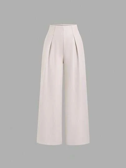 SHEIN PETITE 女士休闲日常通勤简约阔腿裤