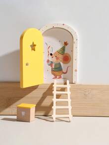 MINKOJA 1Pc Miniature Wooden Door, Ladder, Nordic Style Miniature Wooden Door, Suitable For Miniature Scene Decoration - Multicolor - View 13