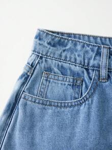 GlowEve Váy ngắn denim cài nút đa năng thời trang dành cho nữ - Rửa trung bình - Xem 4