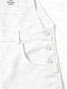 Manfinity Homme Men's Letter Patch Pocket Casual Bib Shorts - White - View 4