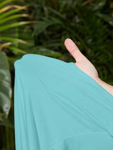 Slaydiva Robe moulante en tricot sans manches de couleur unie pour femmes - Turquoise - Voir 6