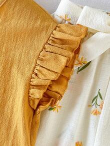 Cozy Pixies Conjunto informal de niña con flores amarillas - Amarillo - Ver 3