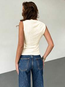 SHEIN PariChic Elegant Sexy Textured Fabric Camisole With Ruffle Hem, Suitable For Daily Wear And Vacation - Apricot - View 2