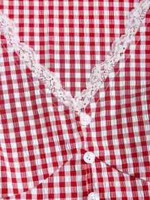 Sweetra 2026 Spring/Summer New Arrival Cute Plaid Shirt, Exquisite Design, Suitable For Picnic & Outdoor Wear - Red - View 4
