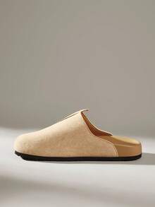 Solecia Giày da lộn màu kaki, kiểu dáng trễ vai, đế dày, thích hợp đi làm. - Màu be - Xem 3