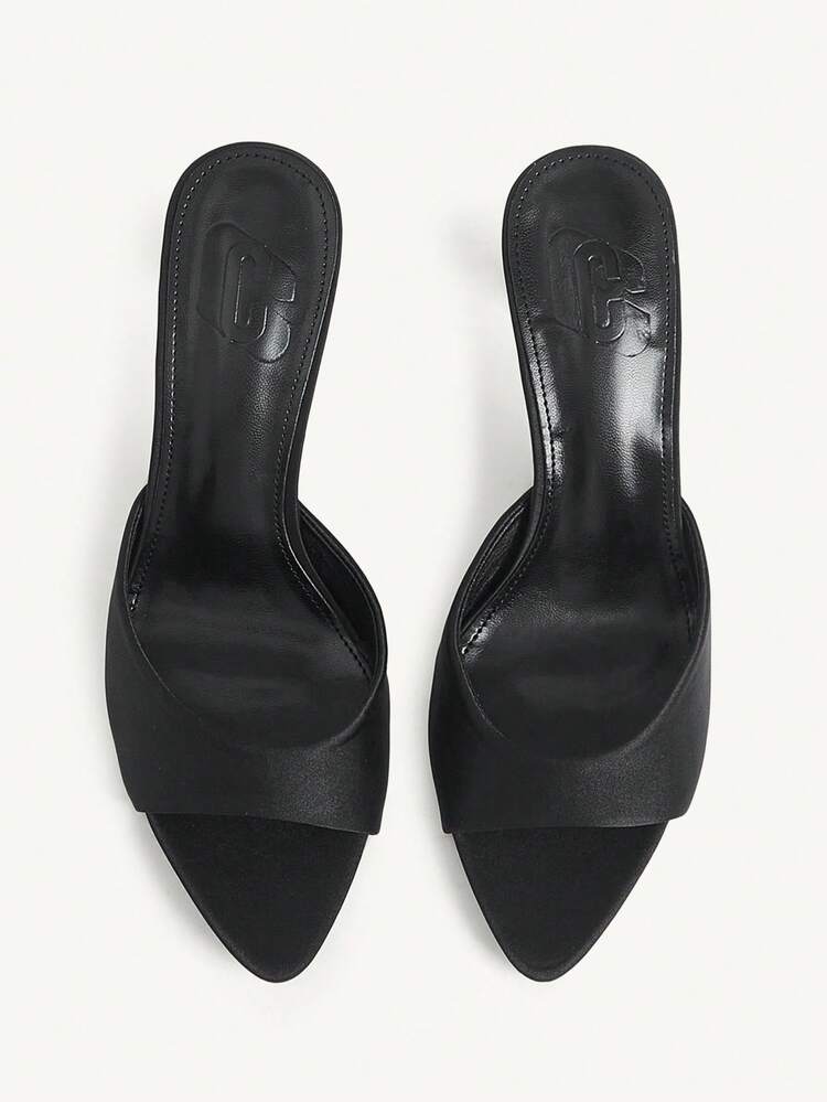 CUCCOO CHICEST Women Shoes Spring Summer Satin One-Word Strap Open-Toed High Heel, Gentle Wind Satin Black High Heel Sandals Banquet Party Dating Commuting Shopping Holiday Gifts