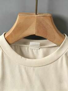 BOY Casual Funny English Letter Round Neck Short Sleeve T-Shirt,Back-To-School Summer School Outings,Sports,Spring/Summer Getaway,Holiday,Travel,Relax - Khaki - View 6