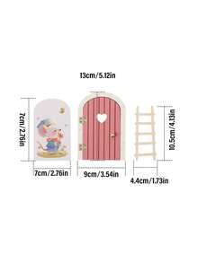 MINKOJA 1Pc Miniature Wooden Door, Ladder, Nordic Style Miniature Wooden Door, Suitable For Miniature Scene Decoration - Multicolor - View 12