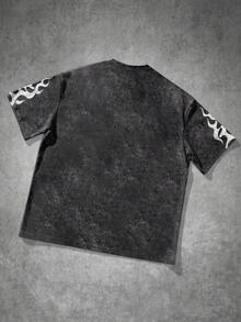Manfinity EMRG Kaos Pria Modis dengan Motif Gambar, Streetwear Abu-abu Gelap untuk Musim Panas - MultiWarna - View 2