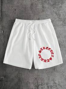 AXEPEAK Men's Letter Embroidered Tank Top And Shorts Set - White - View 3