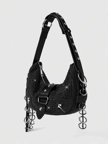 ROMWE Grunge Punk Bolso de mujer - Negro - Ver 2
