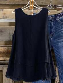 SHEIN LUNE CURVE Plus Size Women's Romantic Spring/Summer Fashionable Versatile Daily Commute Camisole - Navy Blue - View 2