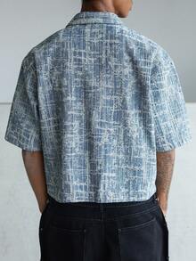 STEELVANCE Áo sơ mi nam tay ngắn chất liệu denim xanh thêu họa tiết jacquard phong cách đường phố thường ngày. - Rửa nhẹ - Xem 2