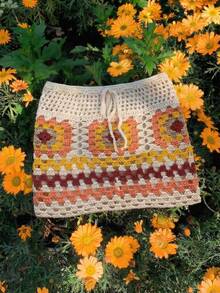 Selianne Conjunto de suéter y falda de mujer de alta gama, elegante y sexy, de punto calado, para primavera/verano, que estiliza la figura, para la playa y el resort - Multicolor - Ver 5