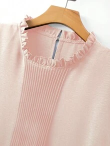 Linhara Fashionable Casual French Retro Elegant Comfortable Commuting Ruffle Collar Blouse - Pink - View 7
