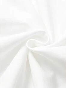 GlowEve CURVE 优雅黑白撞色纽扣装饰加大码女式连衣裙 - 白色 - 查看 4
