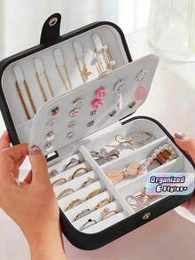 1PC Portable Travel Jewelry Organizer, Mini Multi-Function Case For Rings Earrings Necklace, Large Capacity Waterproof Display Box - Multicolor - View 1