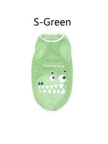 Dog Clothes Spring/Summer Cool Mesh Tank Top Compared To Bear Golden Hair Keji Thin Breathable Cartoon Print Tank - Green - View 21