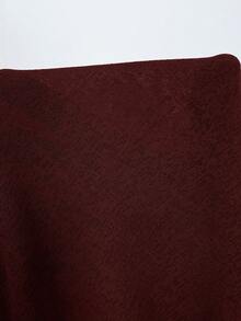 Aloruh Asymmetric Shoulder Loose Top With Cinched Waist, Minimalist Basic T-Shirt,Summer Top - Burgundy - View 10