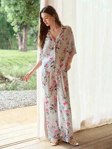 MOTF PREMIUM WOMEN'S LINEN SHIRT AND PANTS PAJAMA SET, SPRING/SUMMER - Blue - View 7