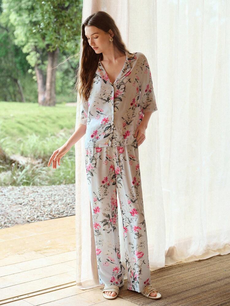 WOMEN'S LINEN SHIRT AND PANTS PAJAMA SET, SPRING/SUMMER