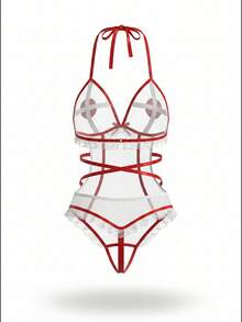 Fantasy Costume Fantasy Costume Trang phục y tá gợi cảm dành cho nữ, thiết kế khoét ngực, hở đáy, thích hợp cho hóa trang Halloween. - trắng - Xem 2