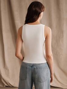 Anewsta Áo không tay đính đá lấp lánh, thời trang và tươi mới cho mùa hè. - trắng - Xem 2
